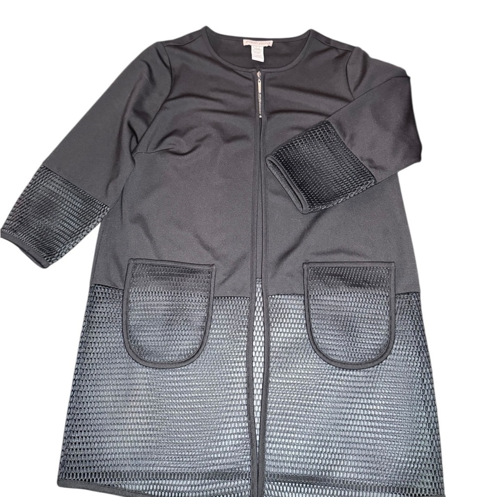 Sharon Young Black Mixed Media Modern Jacket